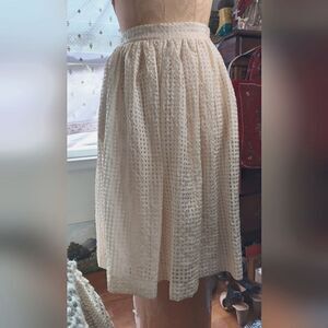 Comme Toi Full Sheer Light Ivory Gingham Skirt Size S